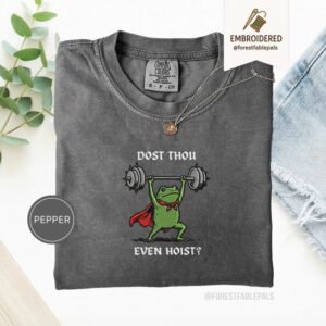 Embroidered Medieval Frog Knight Tee, Funny Fantasy Gym Shirt, Ren Faire Gift for Him, Fantasy Humor Shirt