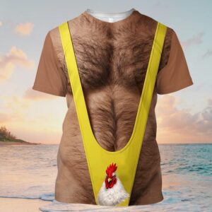 Funny Costume T-Shirt for Men Women, 3D Printing Hairy Chest Graphic Tee, Novelty Gag Gift Shirt for Men, Party Outfit