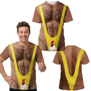 Funny 3D Graphic T-Shirt for Men Women, Muscle Chest Hair Costume Shirt, Novelty Gag Gift Tee, Party Outfit Halloween Shirt