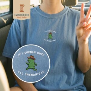 Embroidered Cowboy Frog Meme Tee, Chaotic Animal Gift