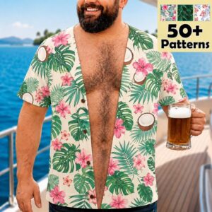 Fake Chest Shirt, Custom Faux Chest Hair Shirt, Personalized Hairy Chest All Over Print Shirts, Novelty Tropical Beach Fake Muscle Shirts